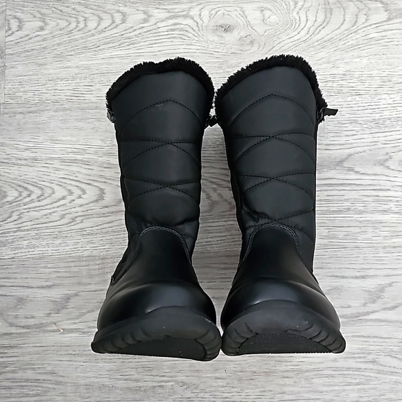 Women's size 8 Totes Black All-Weather Boots - Faux Fur & Double Zipper - Picture 5 of 7